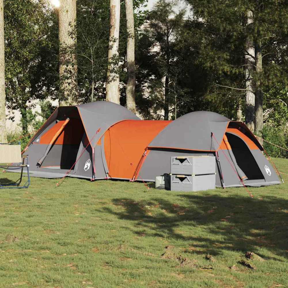 Produktbild för Campingtält 5 personer grå och orange vattentätt