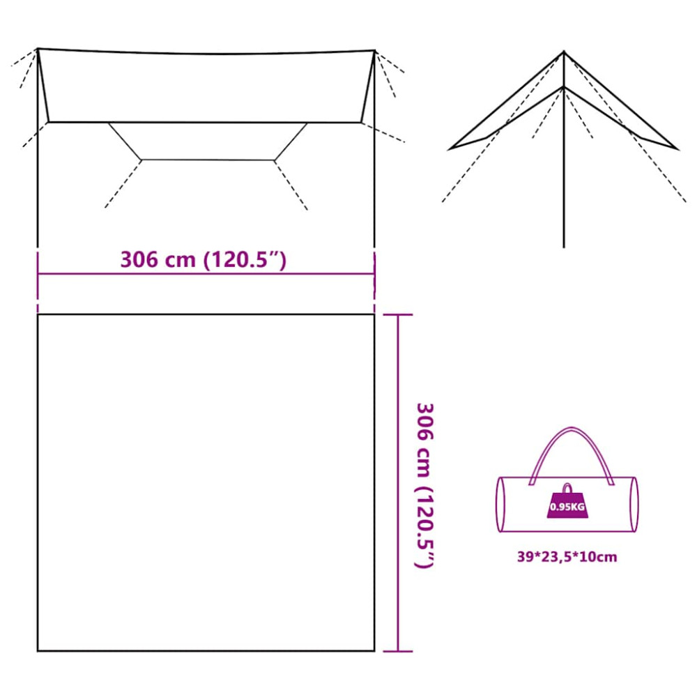 Produktbild för Tarp olivgrön 306x306 cm vattentät