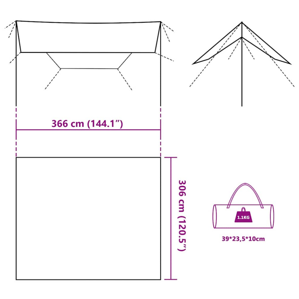 Produktbild för Tarp brun 366x306 cm vattentät