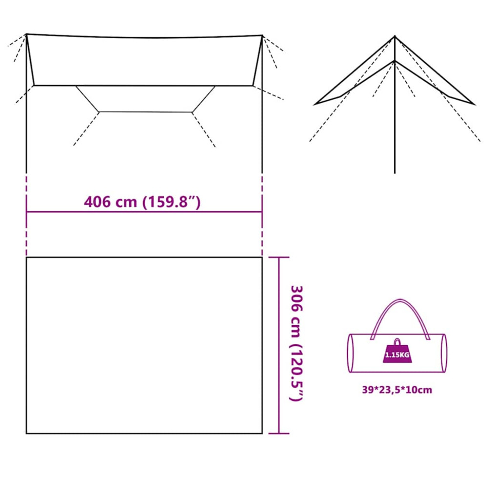 Produktbild för Tarp olivgrön 406x306 cm vattentät