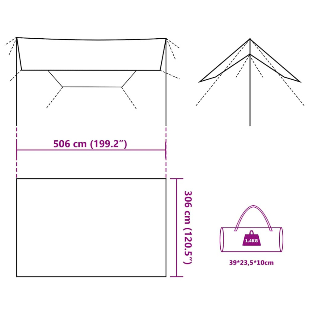 Produktbild för Tarp olivgrön 506x306 cm vattentät