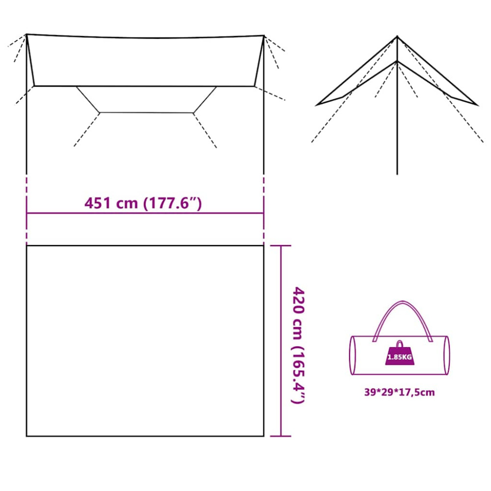 Produktbild för Tarp brun 451x420 cm vattentät