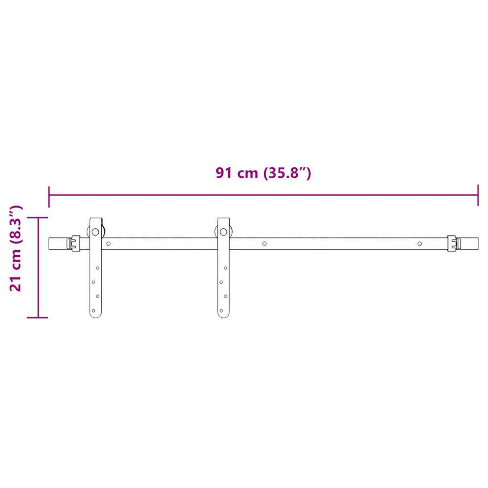 Produktbild för Skjutdörrsbeslag för skåp 91 cm kolstål