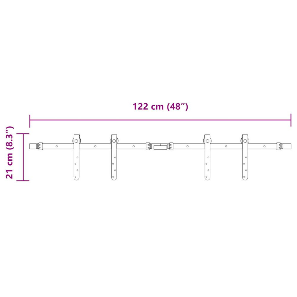 Produktbild för Skjutdörrsbeslag 122 cm kolstål
