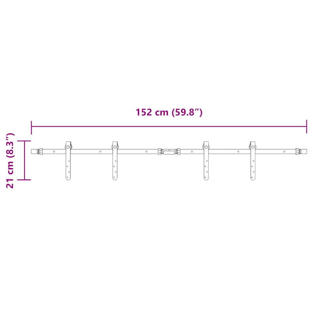 Produktbild för Skjutdörrsbeslag för skåp 152 cm kolstål