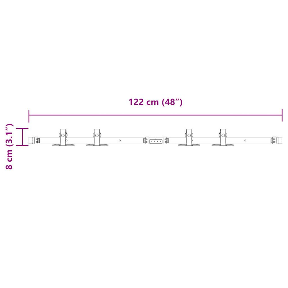 Produktbild för Skjutdörrsbeslag 122 cm kolstål