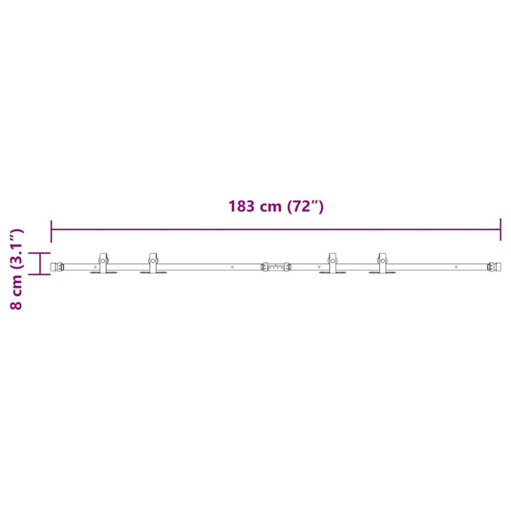Produktbild för Skjutdörrsbeslag för skåp 183 cm kolstål