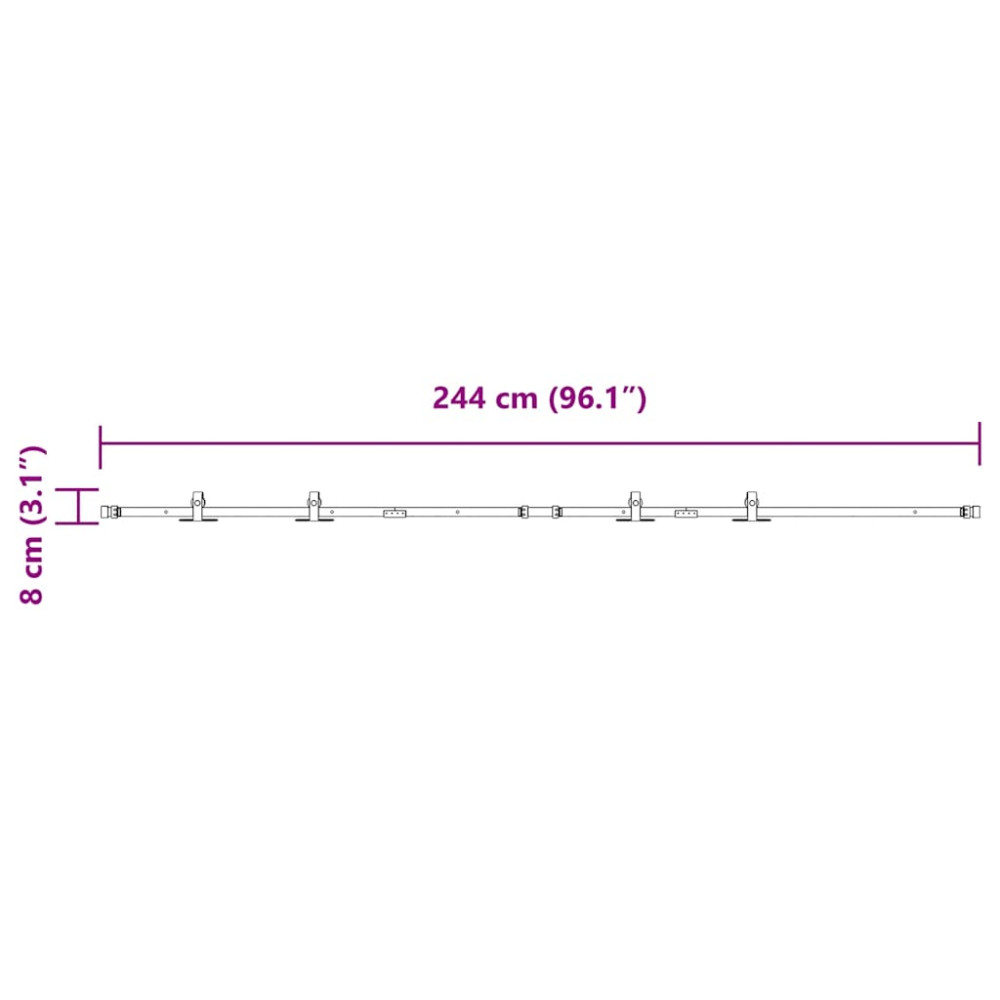 Produktbild för Skjutdörrsbeslag för skåp 244 cm kolstål
