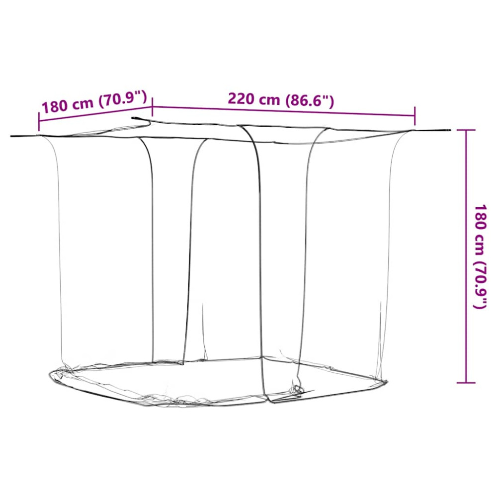 Produktbild för Hängande myggnät 156 mesh vit 220x180x180 cm