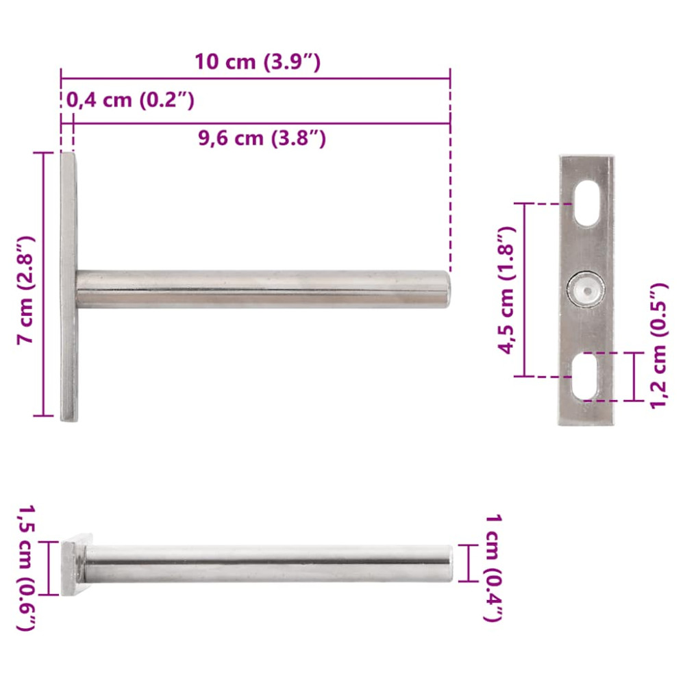 Produktbild för Konsoler för flytande hyllplan 12st osynlig Ø10x100 mm kolstål