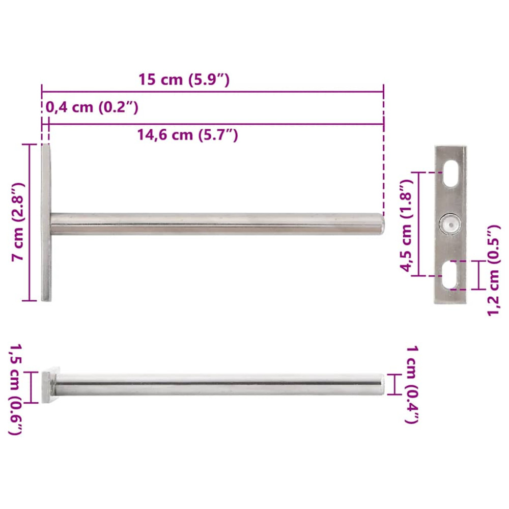 Produktbild för Konsoler för flytande hyllplan 12st osynlig Ø10x150 mm kolstål