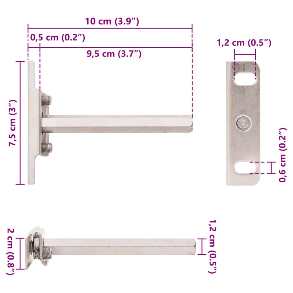 Produktbild för Konsoler för flytande hyllplan 12st osynlig Ø12x100 mm kolstål
