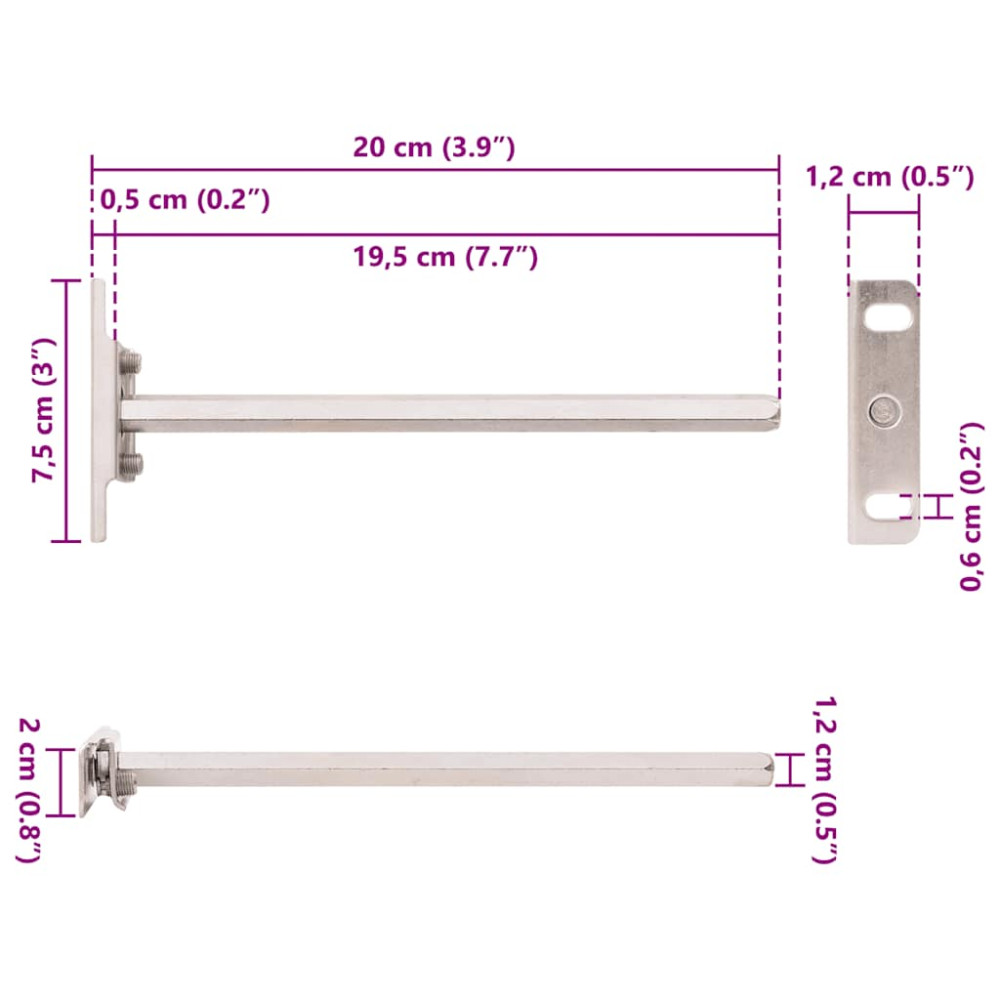 Produktbild för Konsoler för flytande hyllplan 12st osynlig Ø12x200 mm kolstål
