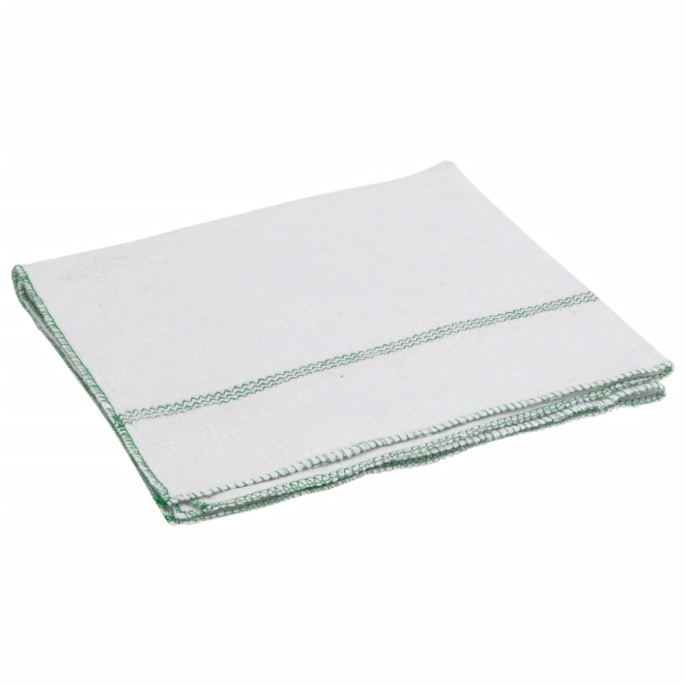 Produktbild för Rengöringsdukar 10 st vit med gröna ränder 50x60 cm