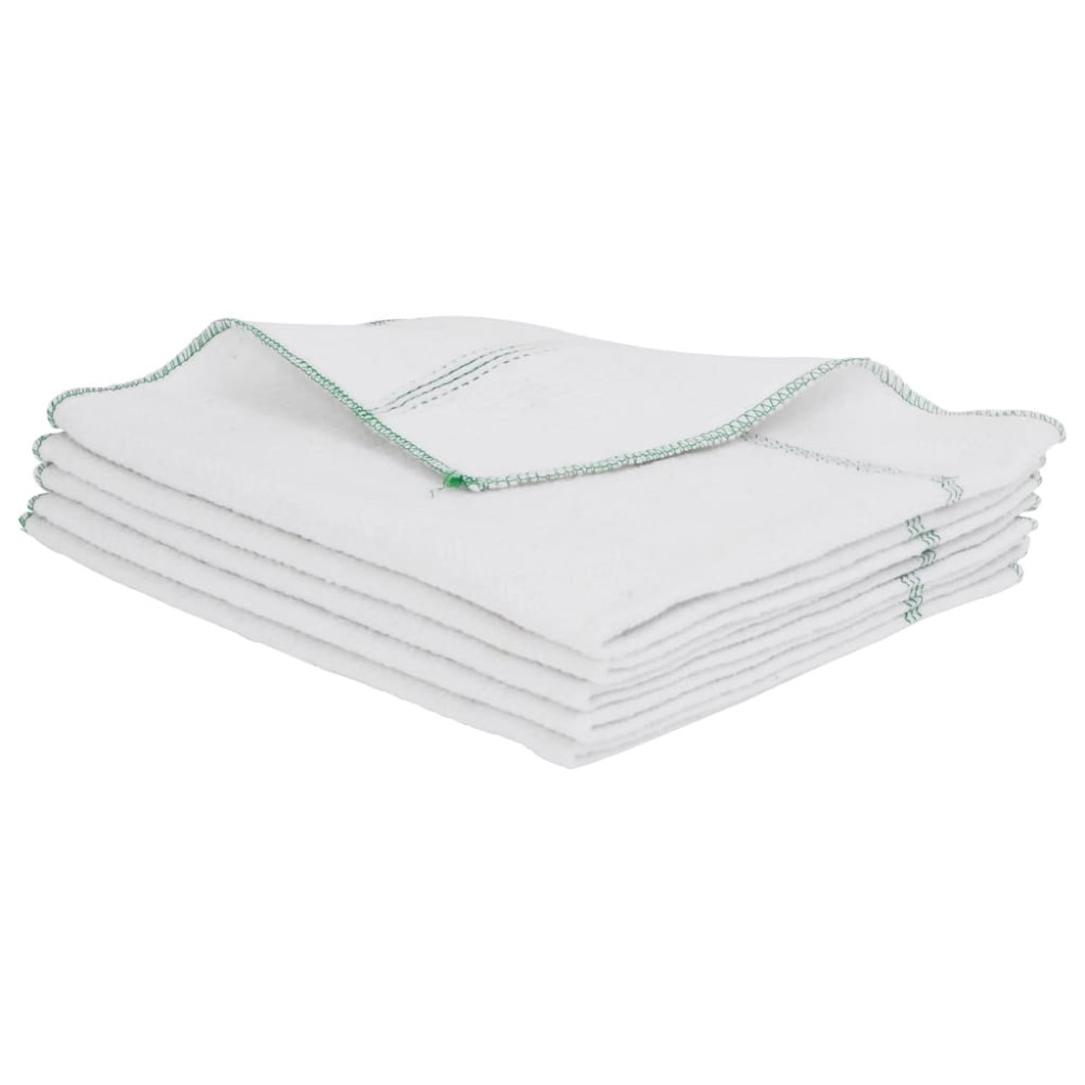 Produktbild för Rengöringsdukar 10 st vit med gröna ränder 50x60 cm