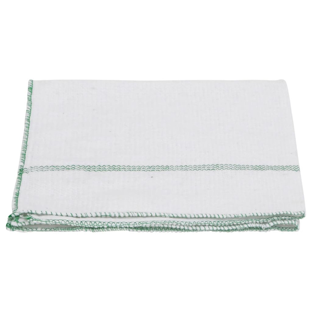 Produktbild för Rengöringsdukar 10 st vit med gröna ränder 50x60 cm