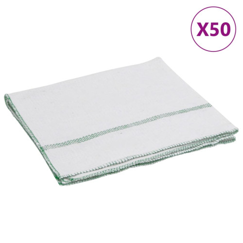 vidaXL Rengöringsdukar 50 st vit med gröna ränder 50x60 cm