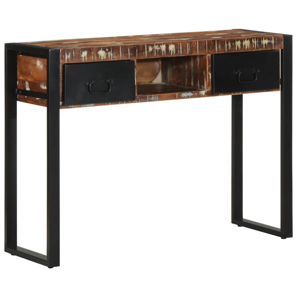 Produktbild för Avlastningsbord flerfärgat 100x35x75 cm massivt trä återvunnet
