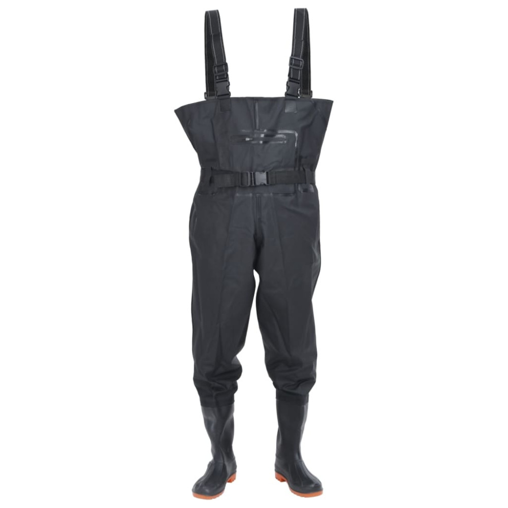 Produktbild för Vadarbyxor med stövlar och bälte svart strl. 42