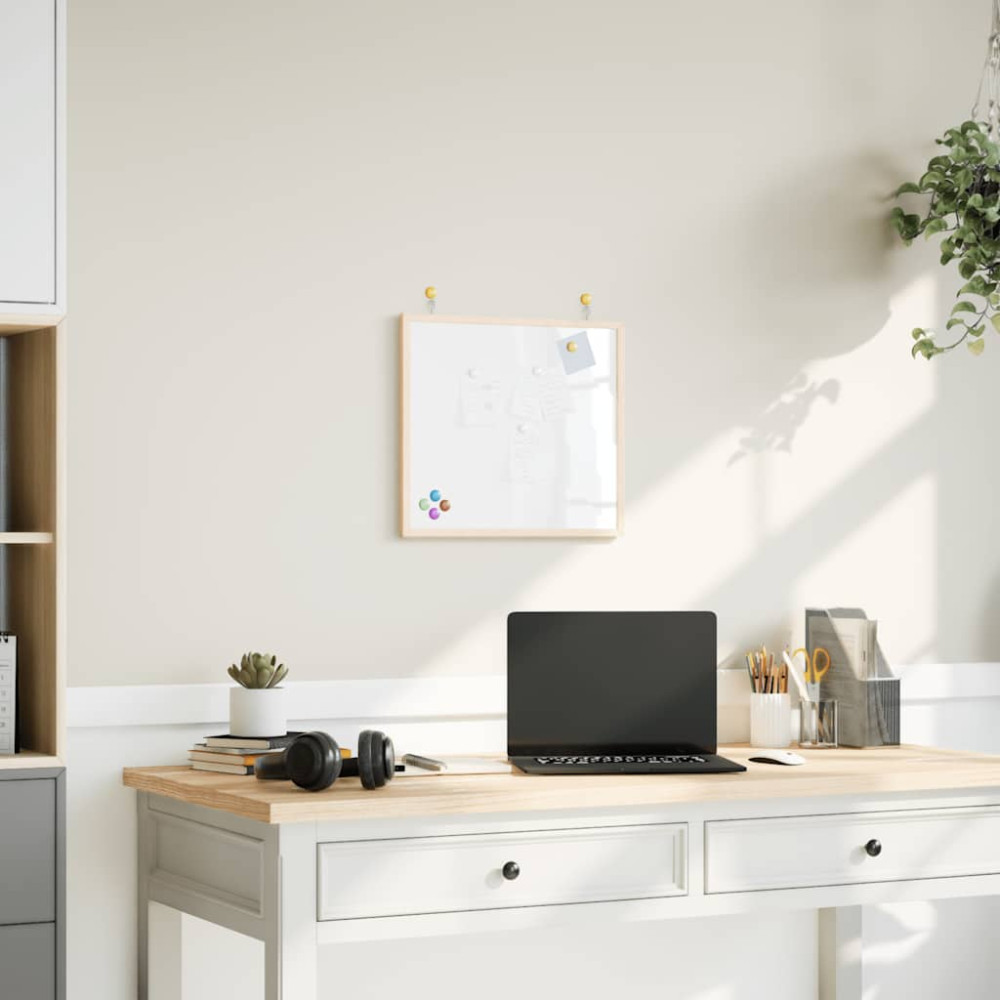 Produktbild för Magnetisk whiteboard med ram i massiv furu 40x40 cm