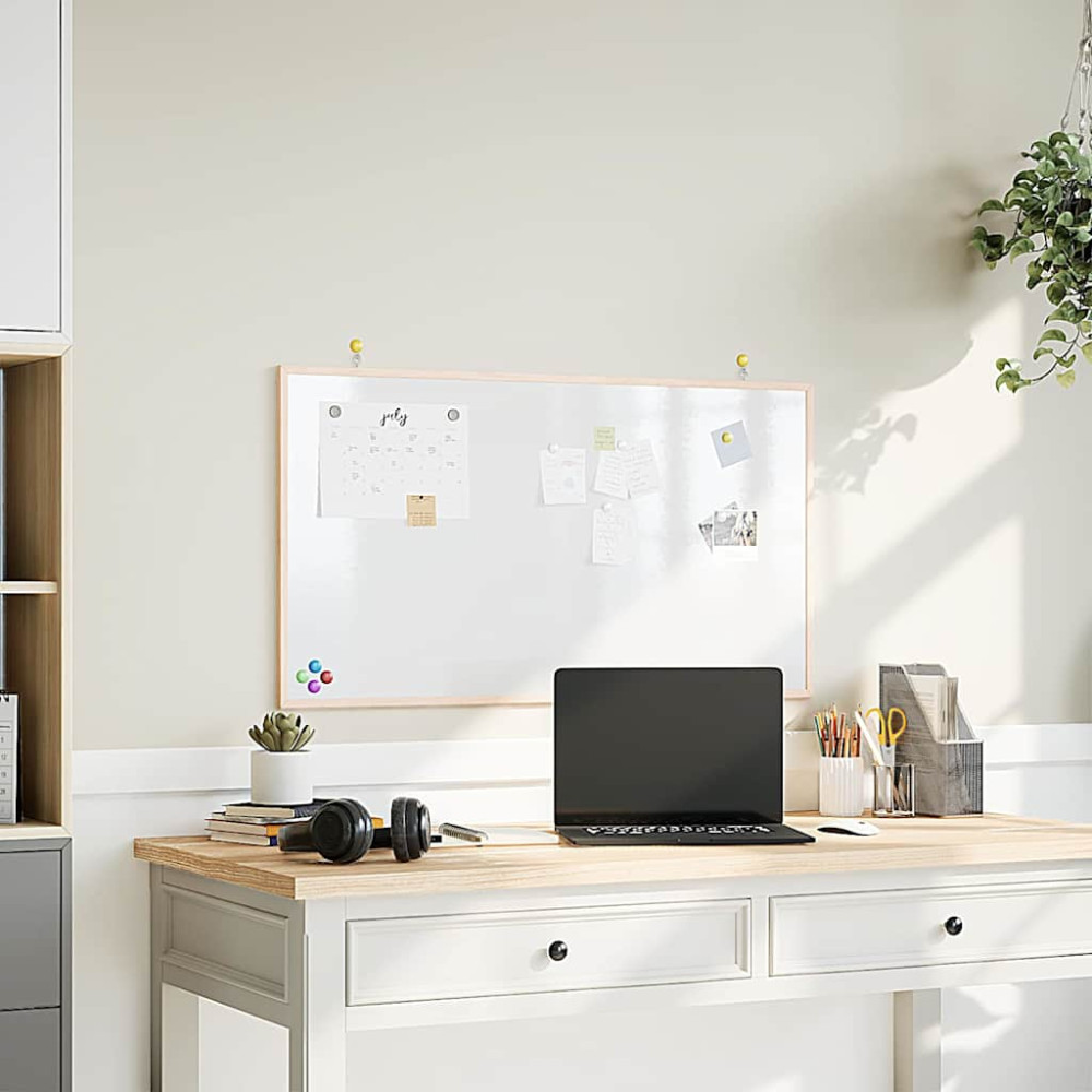 Produktbild för Magnetisk whiteboardtavla med massiv fururam 100x55 cm