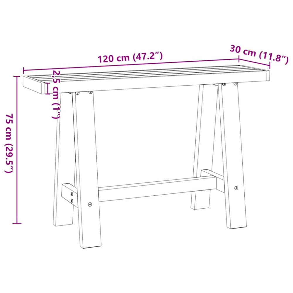Produktbild för Konsolbord NOAIN A-formade ben 120x30x75 cm massiv furu