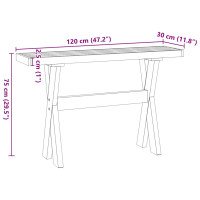 Produktbild för Konsolbord NOAIN X-formade ben 120x30x75 cm massiv furu