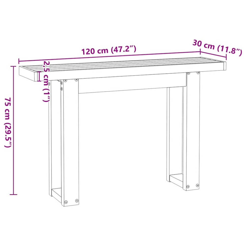 Produktbild för Konsolbord NOAIN U-formade ben 120x30x75 cm massiv furu