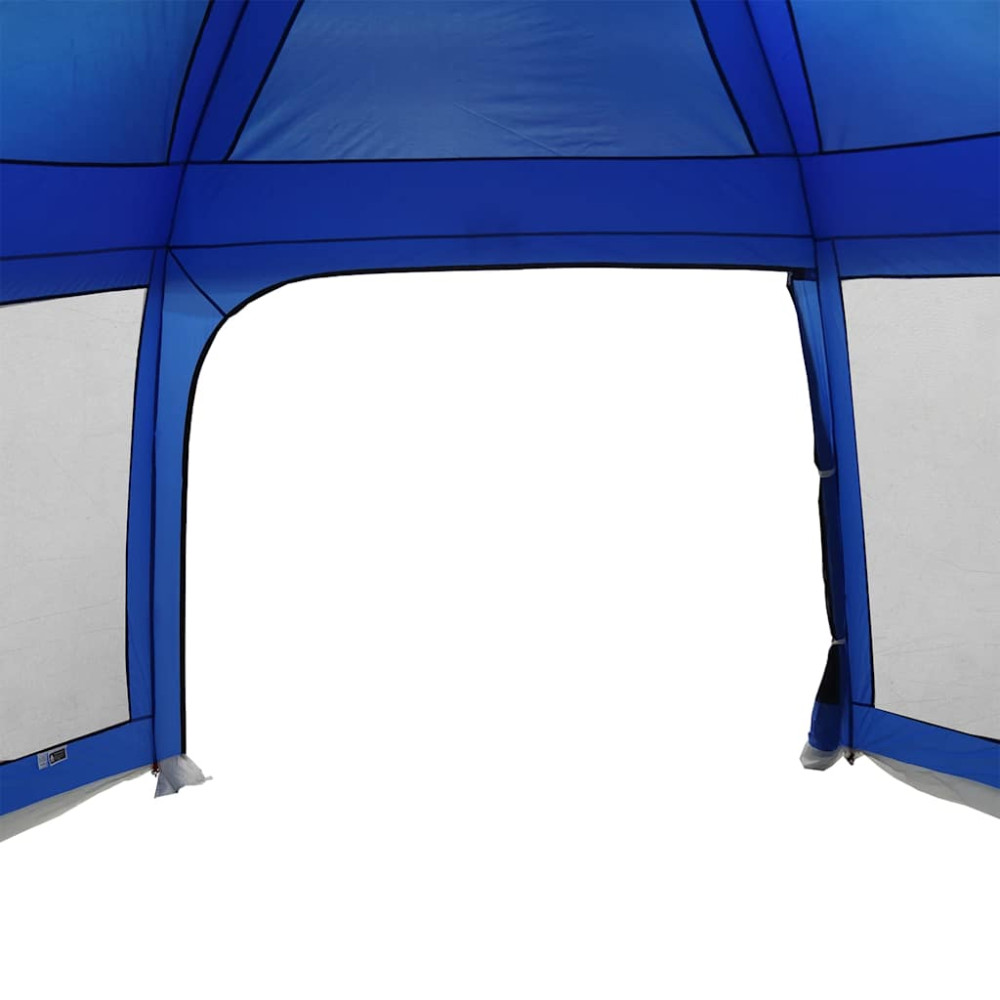 Produktbild för Pooltält med avtagbara gylf- och nätväggar azurblå 618x532 cm