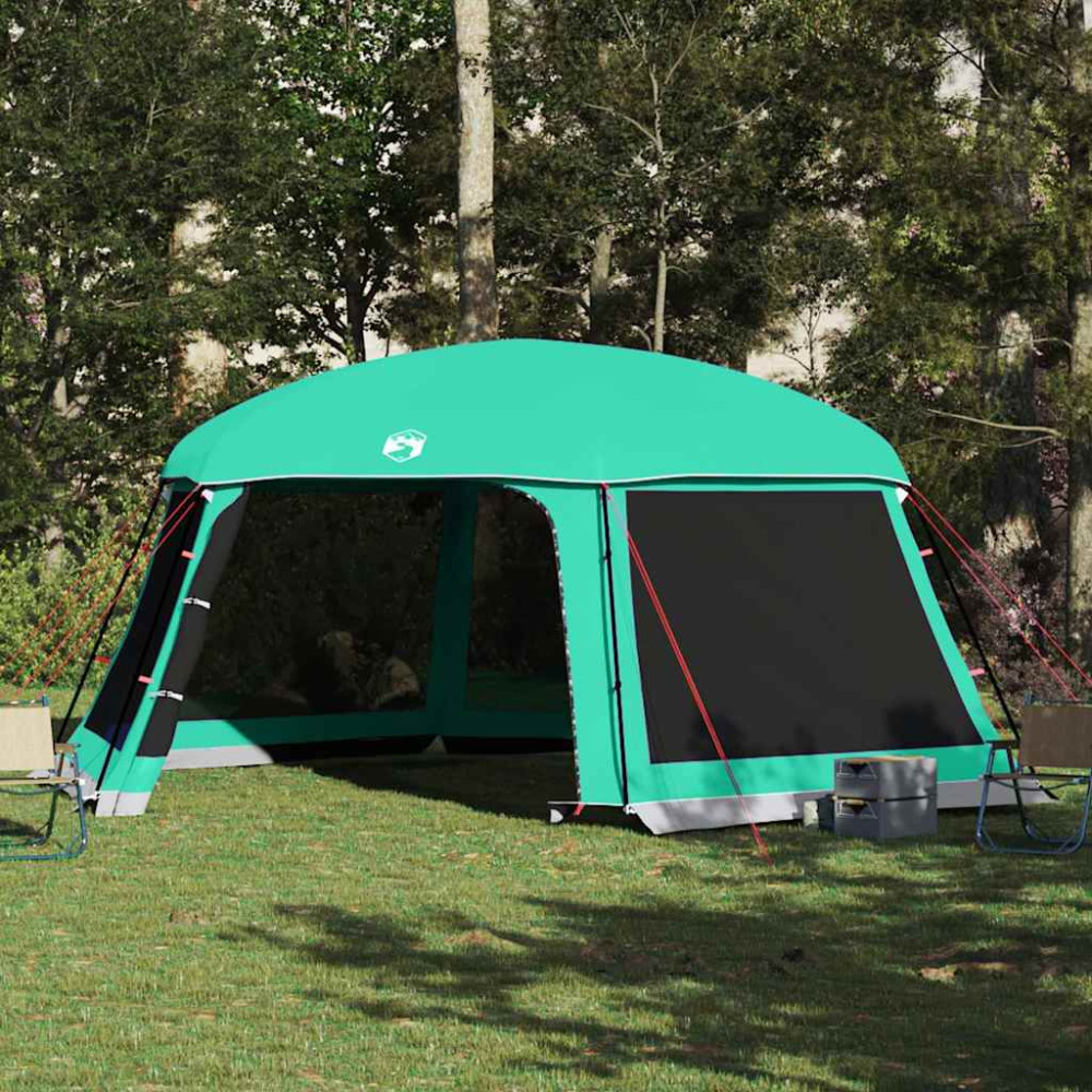 Produktbild för Pooltält med avtagbara gylf- och nätväggar havsgrönt 618x532 cm