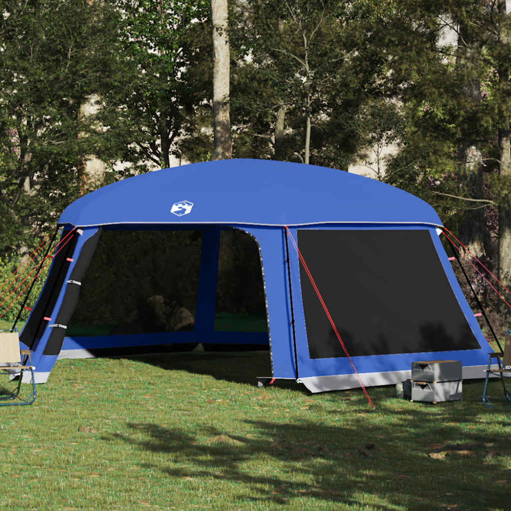 Produktbild för Pooltält med avtagbara gylf- och nätväggar azurblå 670x590 cm
