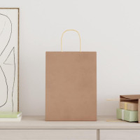 Produktbild för Papperspåsar 250 st med handtag brun 26x12x35 cm