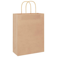 Produktbild för Papperspåsar 250 st med handtag brun 26x12x35 cm
