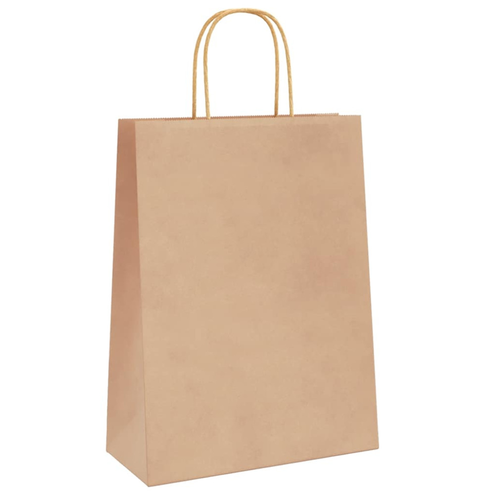 Produktbild för Papperspåsar 250 st med handtag brun 26x12x35 cm