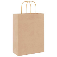 Produktbild för Papperspåsar 250 st med handtag brun 26x12x35 cm