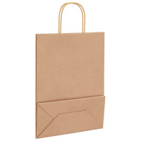 Produktbild för Papperspåsar 250 st med handtag brun 26x12x35 cm