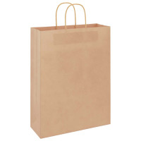 Produktbild för Papperspåsar 250 st med handtag brun 32x12x42 cm
