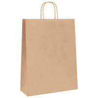 Produktbild för Papperspåsar 250 st med handtag brun 32x12x42 cm