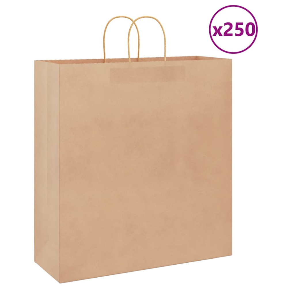 Produktbild för Papperspåsar 250 st med handtag brun 45x17x48 cm