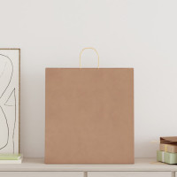 Produktbild för Papperspåsar 250 st med handtag brun 45x17x48 cm