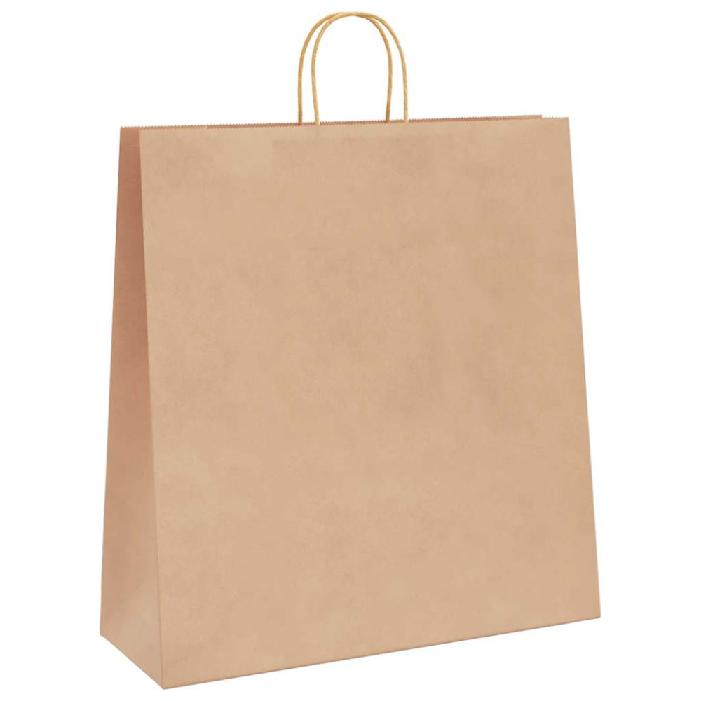 Produktbild för Papperspåsar 250 st med handtag brun 45x17x48 cm