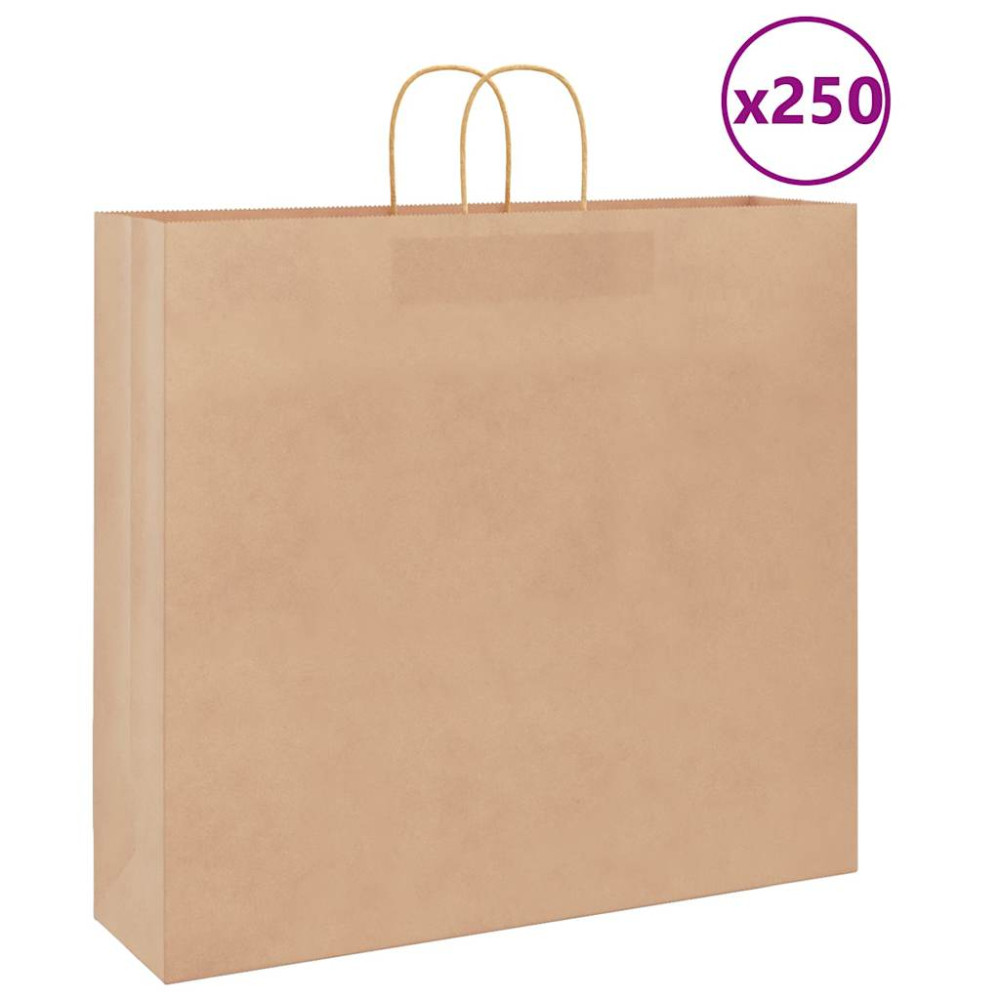 Produktbild för Papperspåsar 250 st med handtag brun 54x15x49 cm