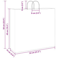 Produktbild för Papperspåsar 250 st med handtag brun 54x15x49 cm