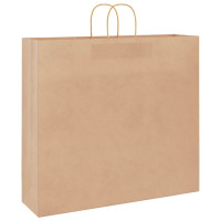 Produktbild för Papperspåsar 250 st med handtag brun 54x15x49 cm