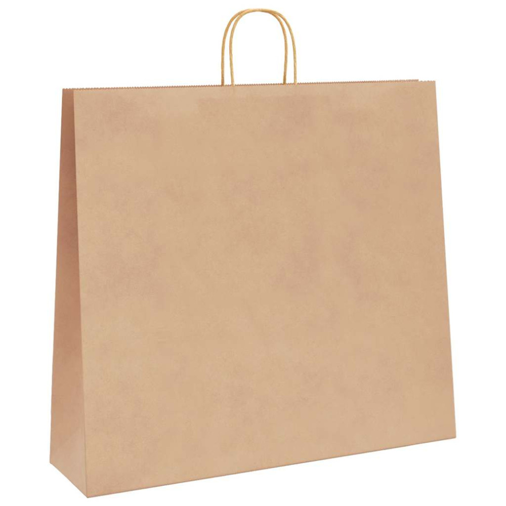 Produktbild för Papperspåsar 250 st med handtag brun 54x15x49 cm