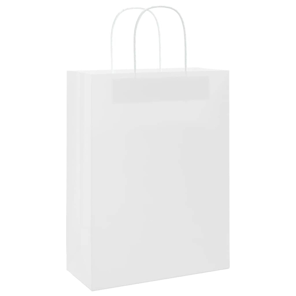 Produktbild för Papperspåsar 50 st med handtag vit 26x12x35 cm