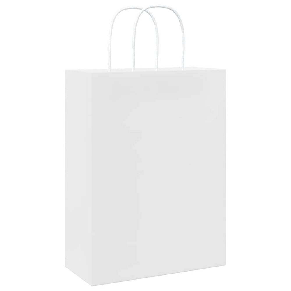 Produktbild för Papperspåsar 50 st med handtag vit 26x12x35 cm
