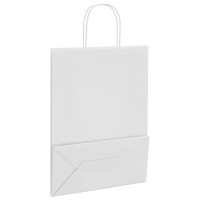 Produktbild för Papperspåsar 50 st med handtag vit 26x12x35 cm