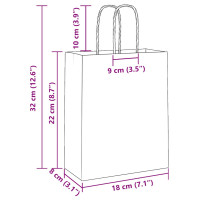 Produktbild för Papperspåsar 250 st med handtag vit 18x8x22 cm
