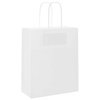 Produktbild för Papperspåsar 250 st med handtag vit 18x8x22 cm